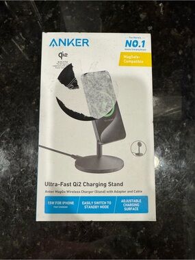 Anker Ultra-Fast Qi2 Charging Stand - Black and White Box